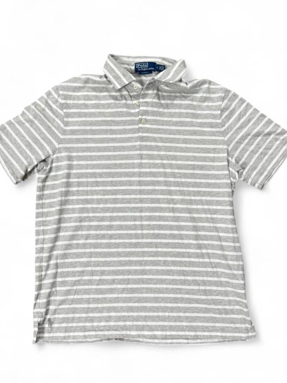 Polo Ralph Lauren Grey Striped Polo Shirt Size M Classic Fit